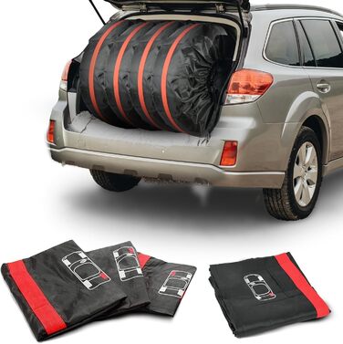 Набір чохлів для шин 4 шт., захисні чохли для шин 13-18 дюймів, з ручкою, для зимових та літніх шин, для чистого транспортування та зберігання, чорний, S(діаметр 66 см)