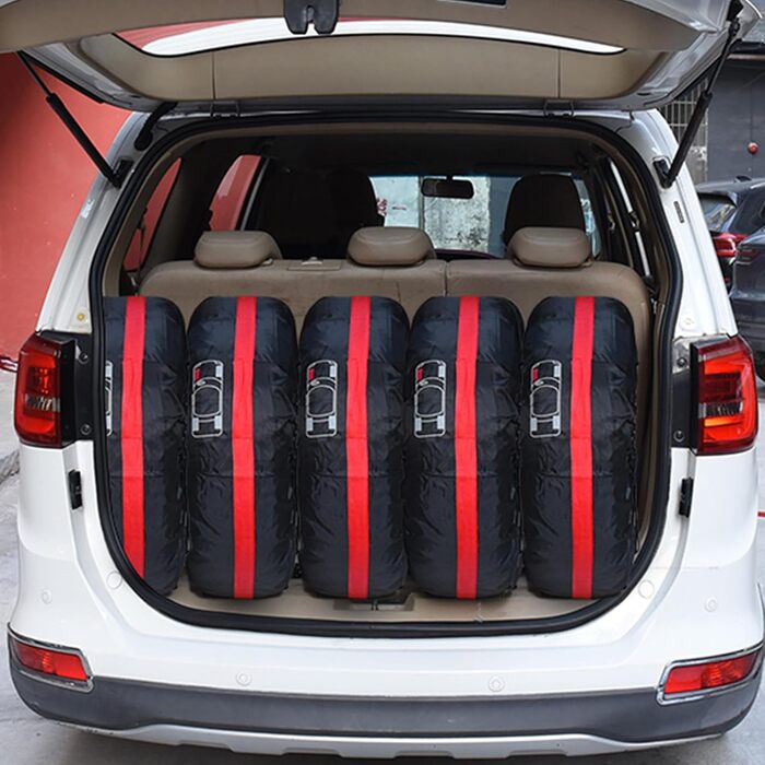 Набір чохлів для шин Geloo 4 шт. Водонепроникні, пилонепроникні, для зберігання та транспортування (діаметр 80 см, 13-17 дюймів, червоний)