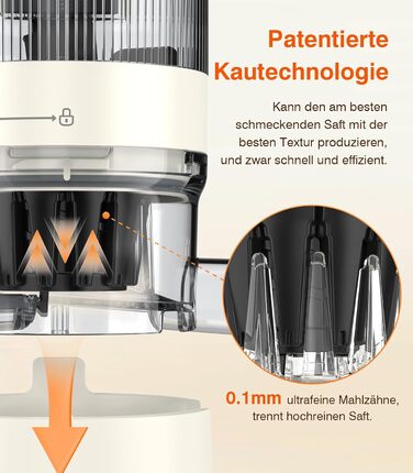 Соковитискач шнековий REV з великим завантажувальним отвором 120 мм, для овочів та фруктів, 1,5 л, режим REV, легко мити