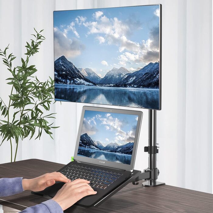 Підставка для монітора Suptek, 2 монітори, для LCD/LED екранів 13-27 дюймів, з кріпленням для ноутбука (MD6432TP004)