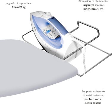 Професійна прасувальна дошка Top House Italia Rugby - 125 x 46 см - компактна, міцна, розбірна - стійка до зминання кришка