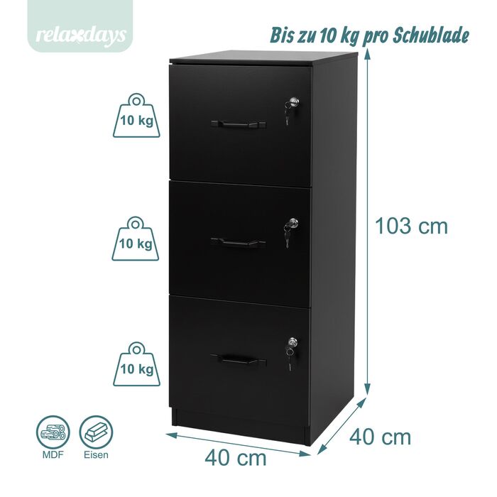 Шафа для документів Relaxdays з 3 відділеннями, з замком