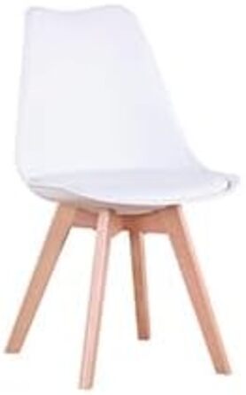 Обідня група GrandCA для дому з 6 стільцями: комплект обіднього столу та 6 стільців для вітальні, кухні, офісу (6 бежевих стільців + 1 білий стіл)