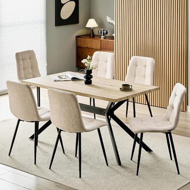 Набір обідніх стільців 4 шт. з льоновим покриттям та металевими ніжками, для кухні, спальні, вітальні - кольори хакі та бежевий