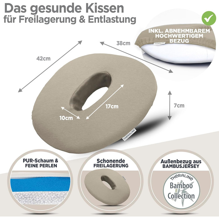 Ергономічний ортопедичний подушка-кільце Theraline для розвантаження куприка, після операцій та пологів, при геморої (Антрацит Меланж, 35x48 см)