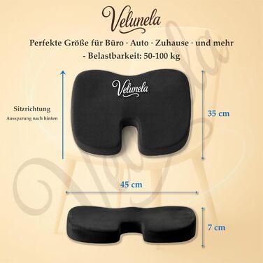 Гелеве сидіння з піною Memory Foam, сертифіковане IGR – ергономічна подушка для офісу, авто та дому (чорний)