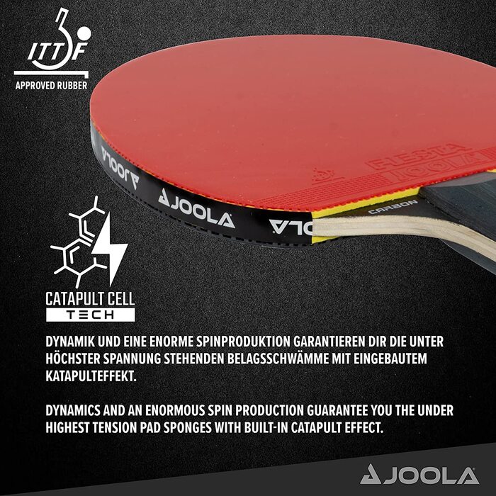 Ракетка для настільного тенісу JOOLA Carbon схвалена ITTF професійна ракетка для настільного тенісу для просунутих гравців-технологія Carbowood (контроль вуглецю, комплект з вуличними м'ячами)