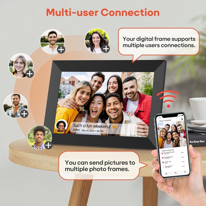 Цифрова фоторамка Frameo WLAN (набір 2 шт), 10.1 дюйма, IPS Touchscreen 1280x800, 32GB пам'яті, з автоматичним поворотом та віддаленою передачею фото