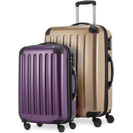Комплект з 2-х валіз жорстка оболонка глянцева, середня валіза 65 см ручна поклажа 55 см, 74 42 літри, TSA