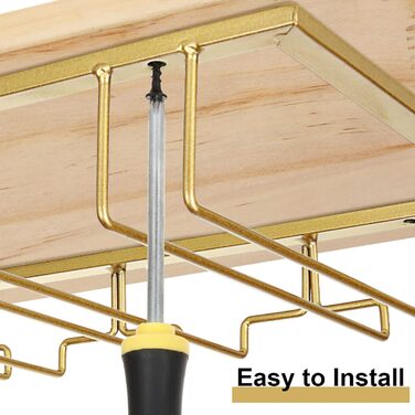 Настінна полиця для склянок JMIATRY, 41.9 x 23.9 x 7.9 см, 4 відділення, 12 чашок, для підвішування, ідеально для кухні та бару, золотий колір, 2 шт.