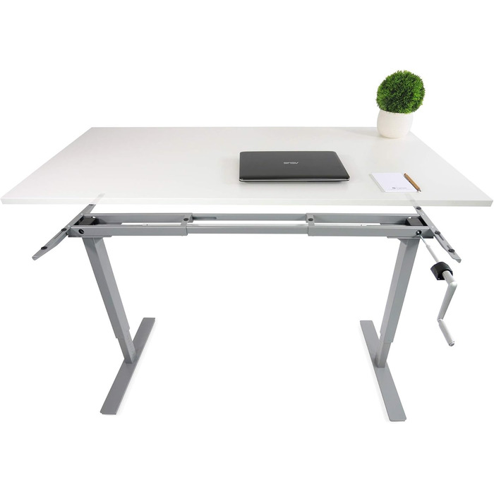 Регульований стіл Ergotopia Desktopia: ручне регулювання висоти, ширина під будь-яку стільницю (білий)