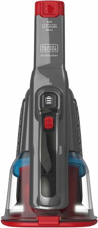 Літієвий пилосос BlackDecker BHHV320B з циклонною дією 12 В, 25 Вт, акумуляторний ручний пилосос із висувною щілинною насадкою та зарядною станцією Акумуляторний пилосос без мішка (20 AW, із зарядним кабелем, титановий/червоний)