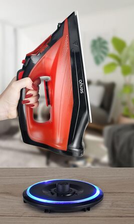 Бездротовий парогенератор SENYA Simple Move V2 - 2400 Вт, 35 г/хв, керамічна підошва, вертикальне прасування, червоний
