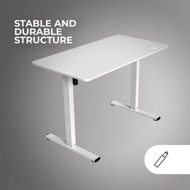 Стол Mars Gaming MGD-ERGOPRO: електричний, регульована висота 73-118 см, карбонова поверхня, металева конструкція, тримач для навушників, керування кабелями, 110x60 см, білий