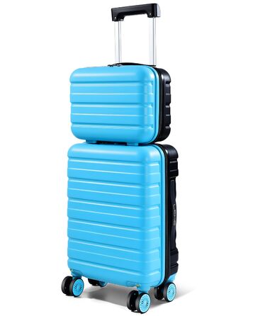 Чемодан ручної об'єм Lekebobor 2 шт. 45x36x20 см (EasyJet) з TSA-замком та колесами, блакитний. Набір валіз, дорожній набір, валіза-ролер.