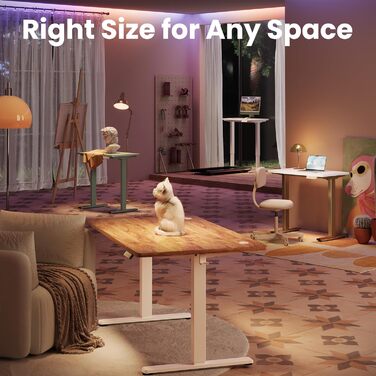 Регульований за висотою стіл HUANUO, 4 положення пам'яті, електричний, для дому та офісу, стоячий стіл, світло-коричневий, 140 x 80 см