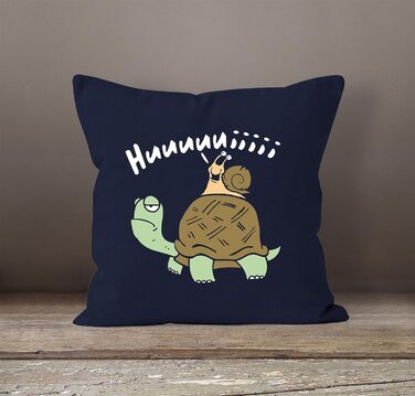 Чохол для подушки Черепаха Равлик Huuuuuiiii Funny Joke Comic Cushion Cover Декоративна подушка Navy 40x40cm