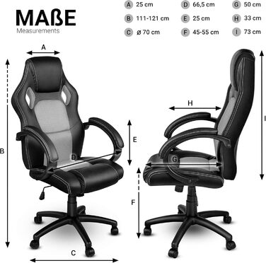 Офісне крісло TRESKO Racing Executive Chair, 14 кольорів, м'які підлокітники, коромисловий механізм, підйомник SGS (сріблястий)