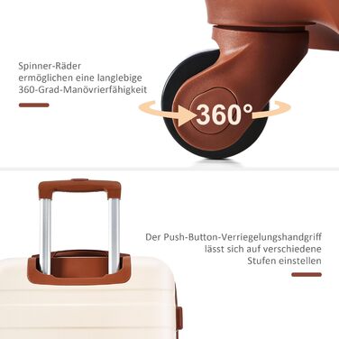 Набір валіз Merax 3 шт. з ABS-пластику з колесами та TSA-замком (елефантово-коричневий)