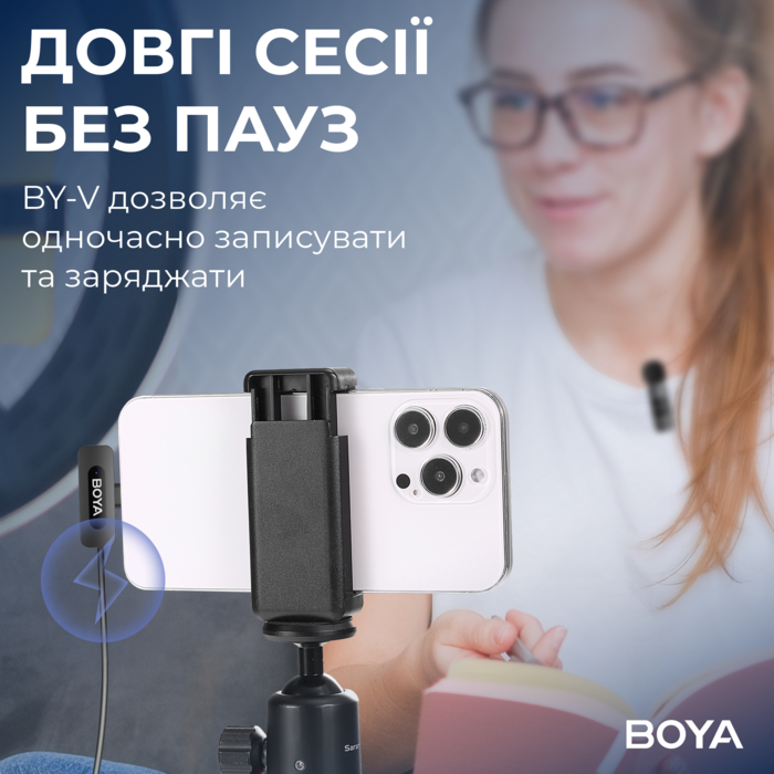 Бездротовий петличний мікрофон BOYA BY-V30 Type-C Black