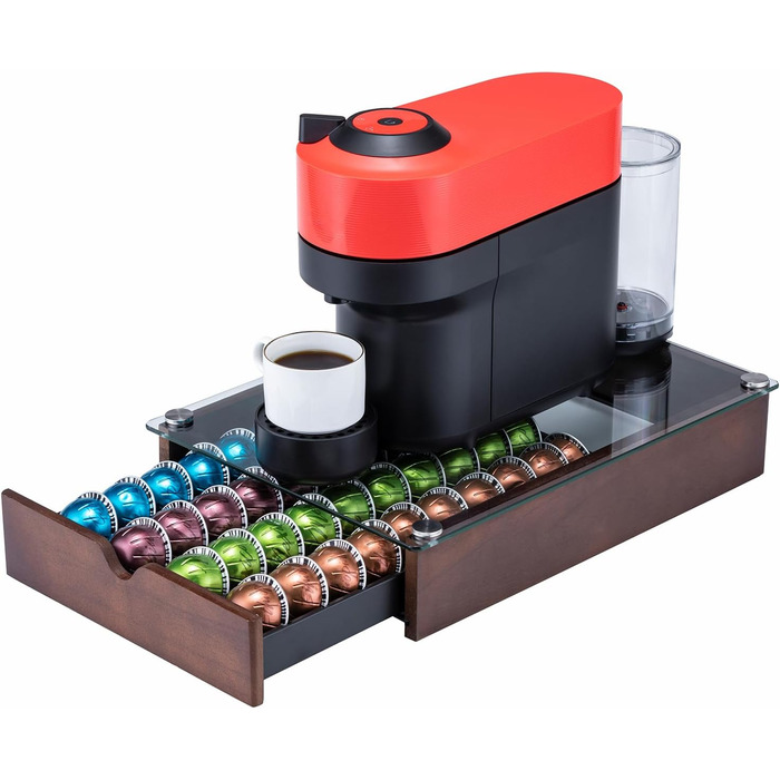 Тримач для капсул Vertuo та Nespresso, ящик з прозорим склом, органайзер для капсул (40 шт.), чорний