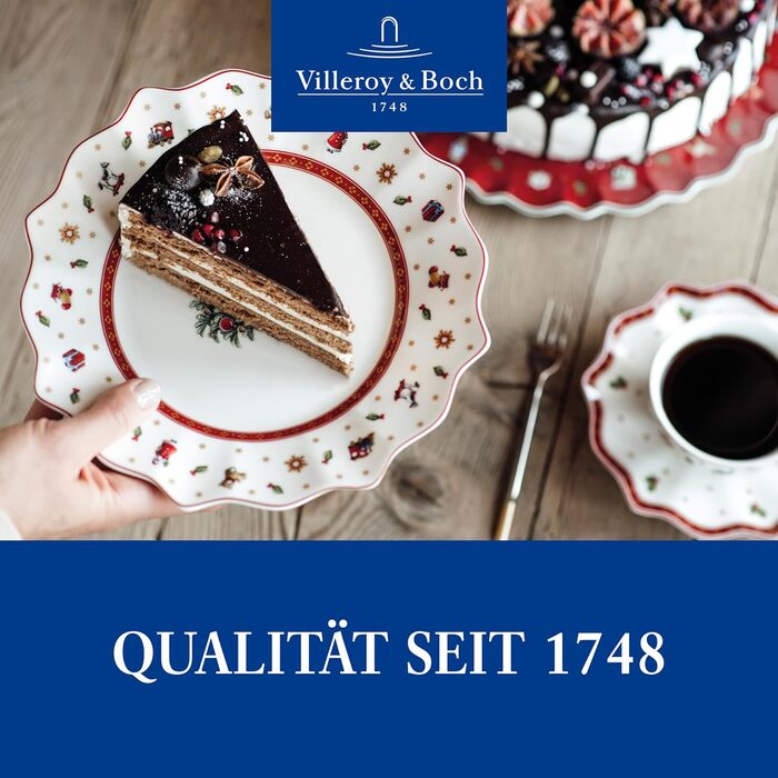 Villeroy & Boch Toy's Delight: Сніданок на двох - сервіз для двох осіб (6 предметів), білий/червоний. Ідеальний для святкування Різдва! Преміум-посуд з порцеляни.