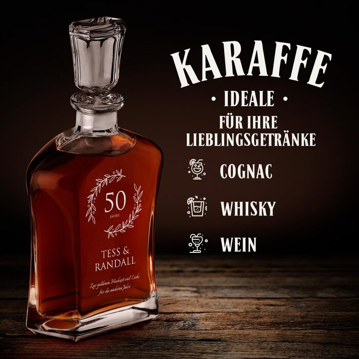 Мавертон Віскі Карафа + Набір склянок (2/4/6) з гравіюванням - 700 мл - Ідеальний подарунок на весілля