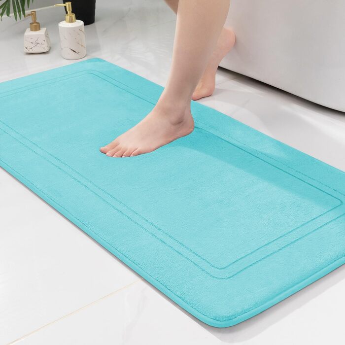 Килимок для ванної кімнати Chakme, 60x120 см, блакитно-зелений, антиковзаючі, м'який, швидковисихаючий