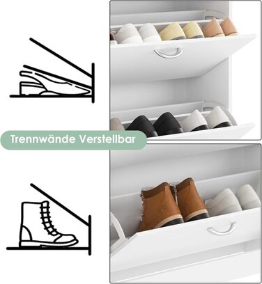 Вузька шафа для взуття FirFurd біла, з 3 відкидними ящиками, економна для 12-24 пар, висока комода для прихожей, коридору, входу. Дерев'яна шафа для взуття 110x80x23.5 см