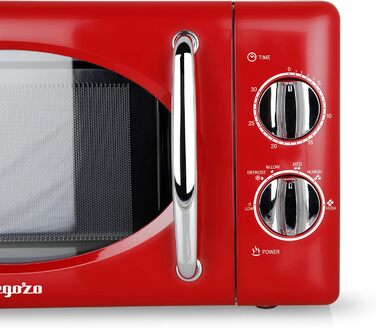 Мікрохвильова піч Orbegozo MI2020 20л, 700 Вт, червона, ретро-дизайн, 6 рівнів потужності, таймер 30 хв