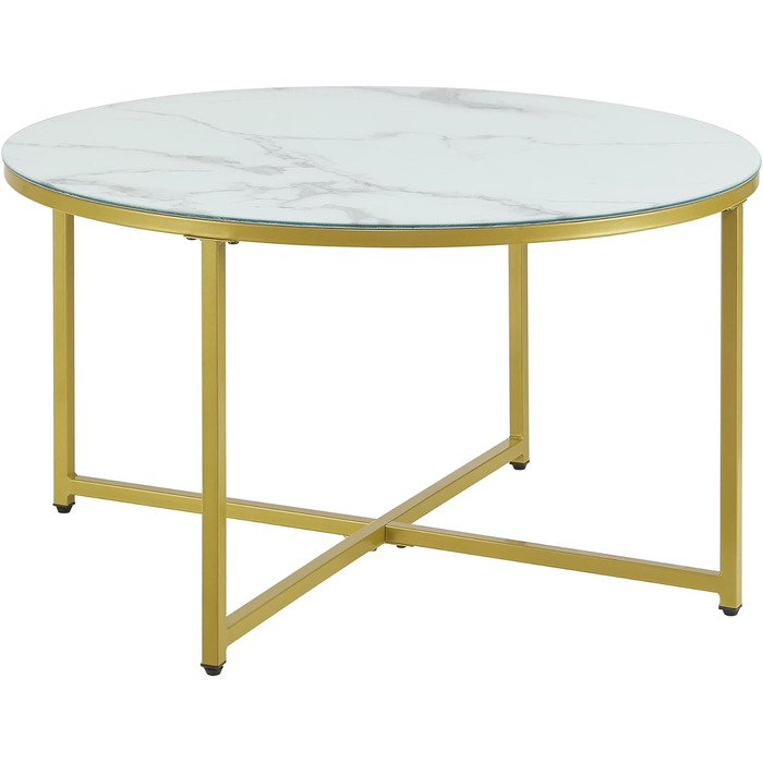 Журнальний столик Uppvidinge журнальний столик 45x80см Стіл для вітальні круглий мармур/чорний (мармуровий вигляд білий / золотий)