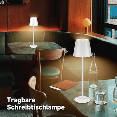 Дві бездротові LED-лампа настільні, перезаряджувані, 3000K та RGB, USB-C, 5500mAh, вологостійкі (Білий, 2 шт.)