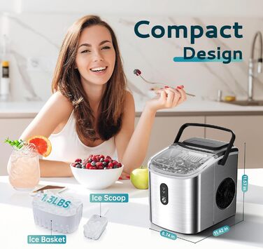 Машина для приготування льоду EUHOMY – компактна, автоматична, з очищенням, для кухні/офісу/спальні