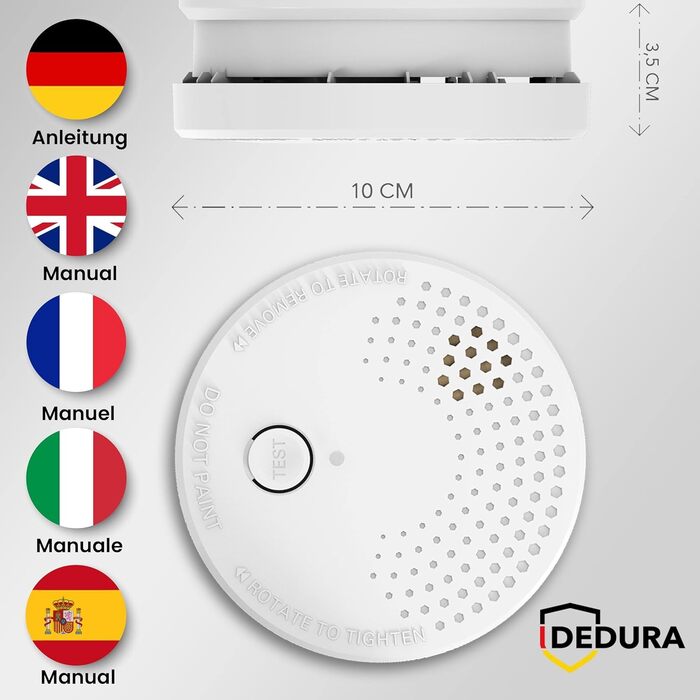 Набір димових сповіщувачів Rauchmelder 5 шт. з магнітним кріпленням, без свердління, 10 років гарантії