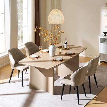 CLIPOP Комплект обідніх стільців 4 шт. Ретро, штучна шкіра, м'яке сидіння, металеві ніжки, для кухні/офісу, бежевий колір