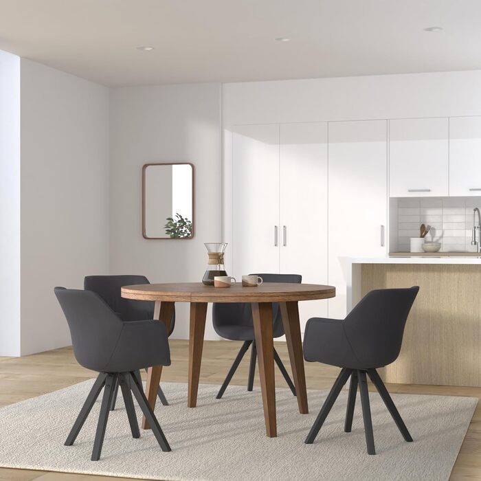 Набір обідніх стільців FineBuy 2 шт. з підлокітниками, 54x85x58 см, тканина, чорні ніжки, сучасний дизайн, м'який, для кухні