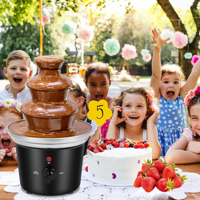 Шоколадний фонтан електричний, 3 яруси, 60W, для партії, дня народження, весілля, чорний