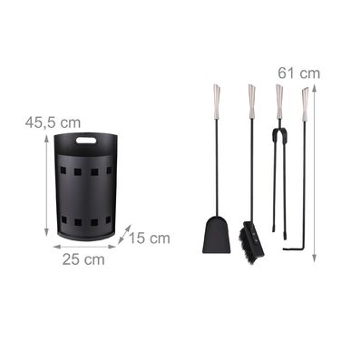 Набір для каміну Relaxdays, 5 предметів з контейнером