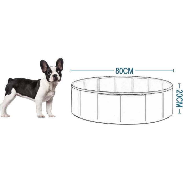 Басейн для собак EUGAD для великих собак, складаний дитячий басейн для дітей, сірий 120x30 см (80x20 см (1 упаковка), світло-сірий)
