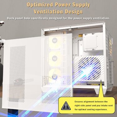 Ігровий корпус KEDIERS H9 ATX Mid Tower з 9 ARGB вентиляторами, подвійне загартоване скло, білий, для комп'ютера