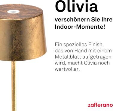 Zafferano Olivia Pro - портативна LED-лампа з торшером, регулювання яскравості, 2700-3000K, 35 см (золота)