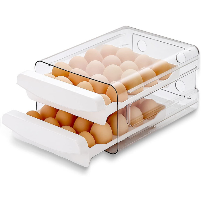 Контейнер для яєць HOMQUEN для холодильника, решітка на 40 / 2 шари для зберігання яєць для холодильника, Ящик для яєць для холодильника, зберігання