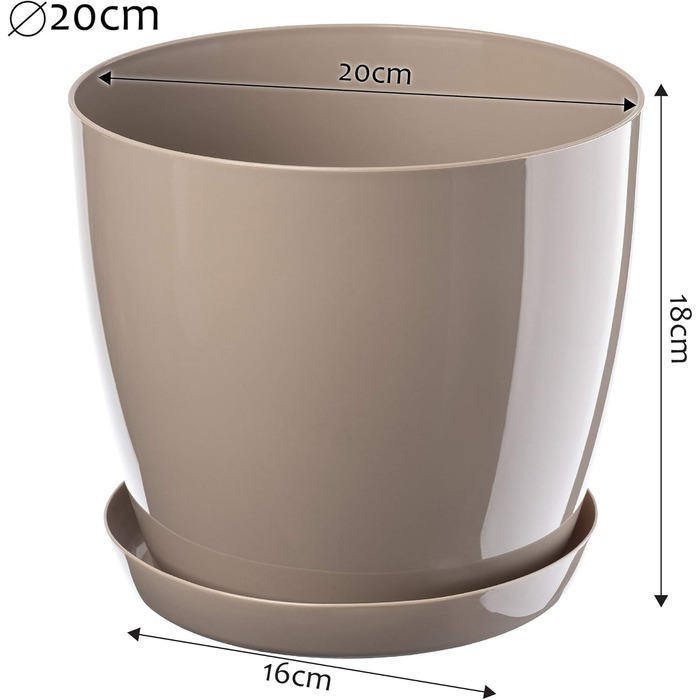 Набір горщиків для квітів KADAX (3 шт., 20 см, бежевий) – пластикові горщики для дому, підвіконня, кімнатних рослин та трав