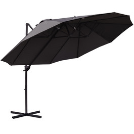 Консольна парасолька Outsunny Double Parasol з регульованою садовою парасолькою Sunshade Metal Dark Grey 440 x 270 x 250 см | Аосом