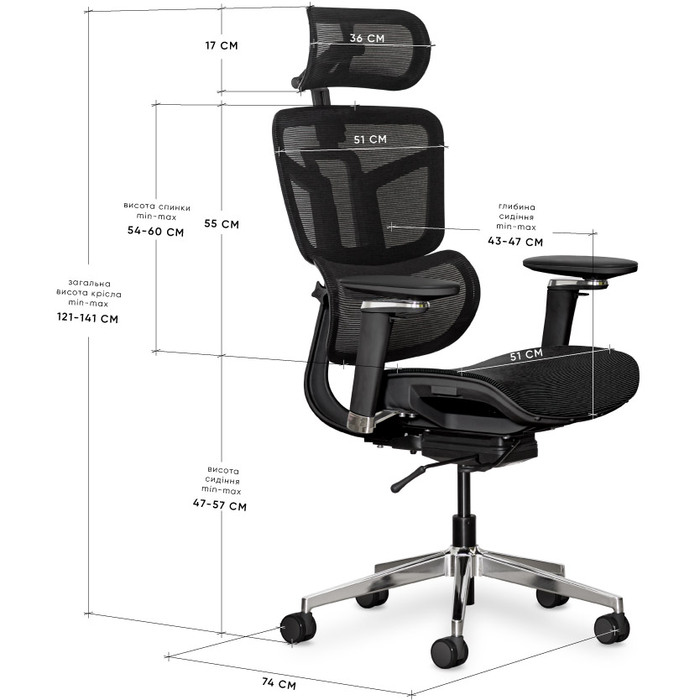 Крісло Mealux S4 Air Black (арт. HF-S4 M/B)