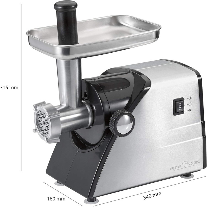 Електрична м'ясоподрібнювач Profi Cook PC-FW 1060 з набором аксесуарів, 1000W, нержавіюча сталь