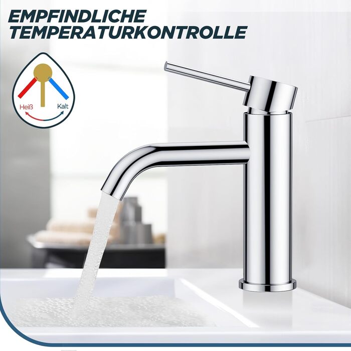 Змішувач для ванної кімнати FORIOUS з комплектом зливу, чорний, висота виливу 190 мм, однорідний, для умивальника, ванної кімнати