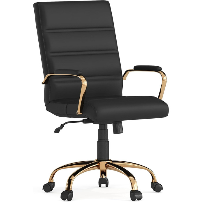 Офісний крісло Flash Furniture - крісло для шефа, біле шкіряне, з червоно-золотим каркасом, 61x58,5x103,5 см