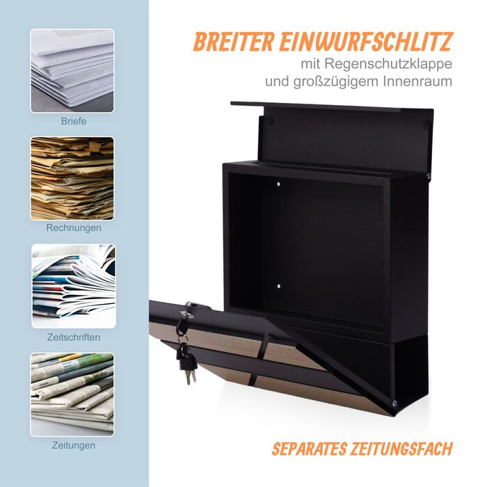 Скринниця Relaxdays з імітацією дерева та відсіком для газет