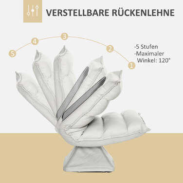 Крісло, поворотне, з регульованою спинкою, з імітацією шкіри, сталевий каркас, світло-сіре, розміри 62 x 70 x 95 см